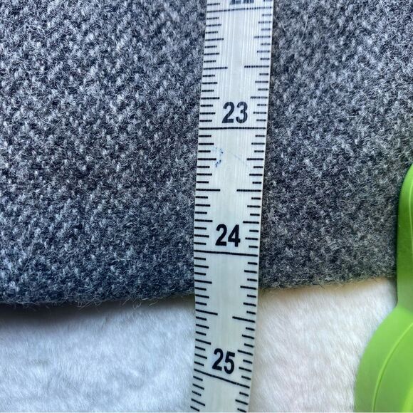 Gray Wool Herringbone Front Button Lined Jacket - Picture 10 of 12